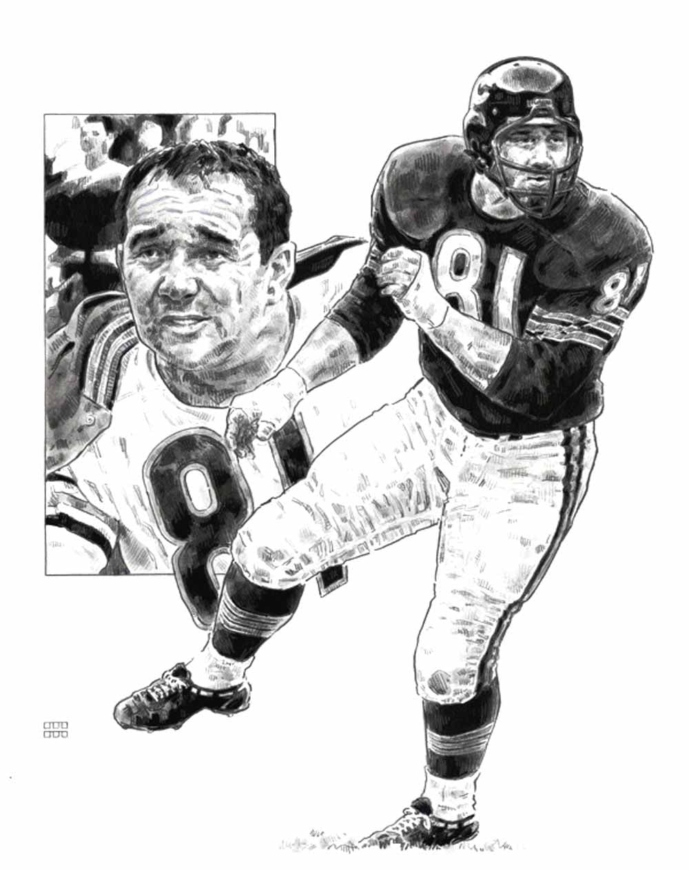Doug Atkins Chicago Bears Lithograph By Michael Mellett