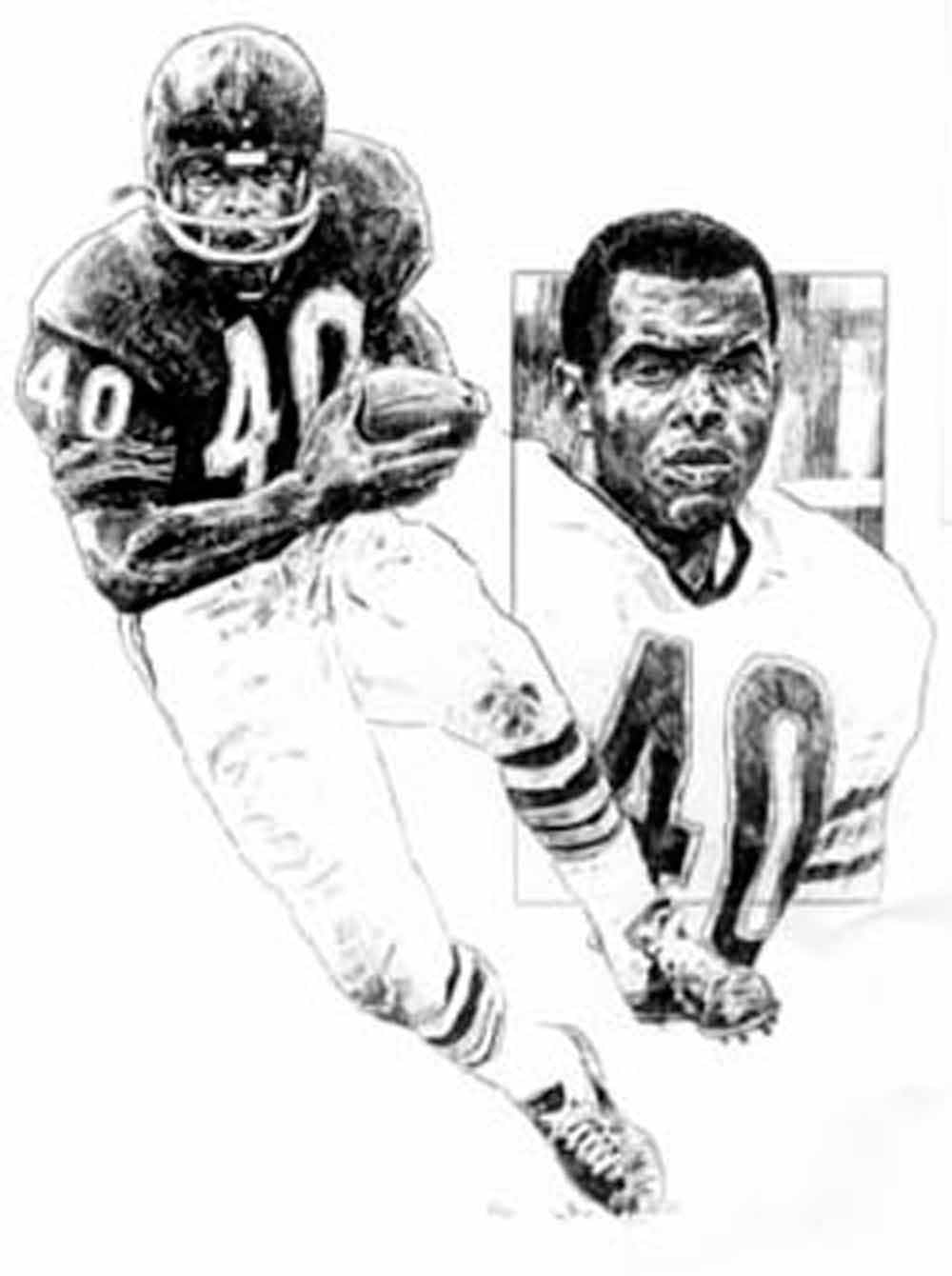 Gale Sayers Chicago Bears Lithograph By Michael Mellett