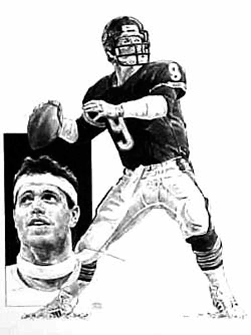Jim McMahon Chicago Bears Lithograph By Michael Mellett