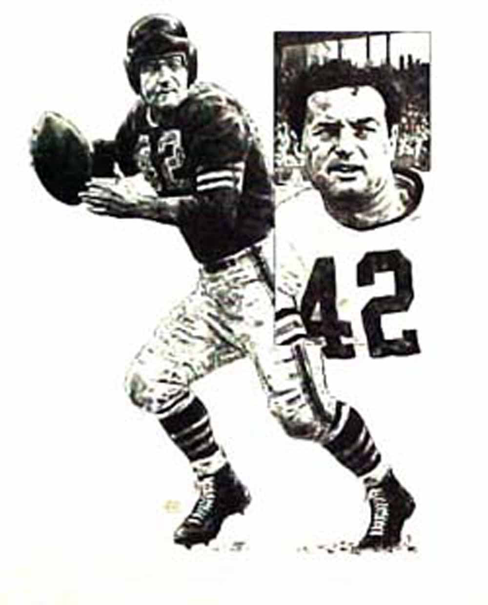 Sid Luckman Chicago Bears Lithograph By Michael Mellett