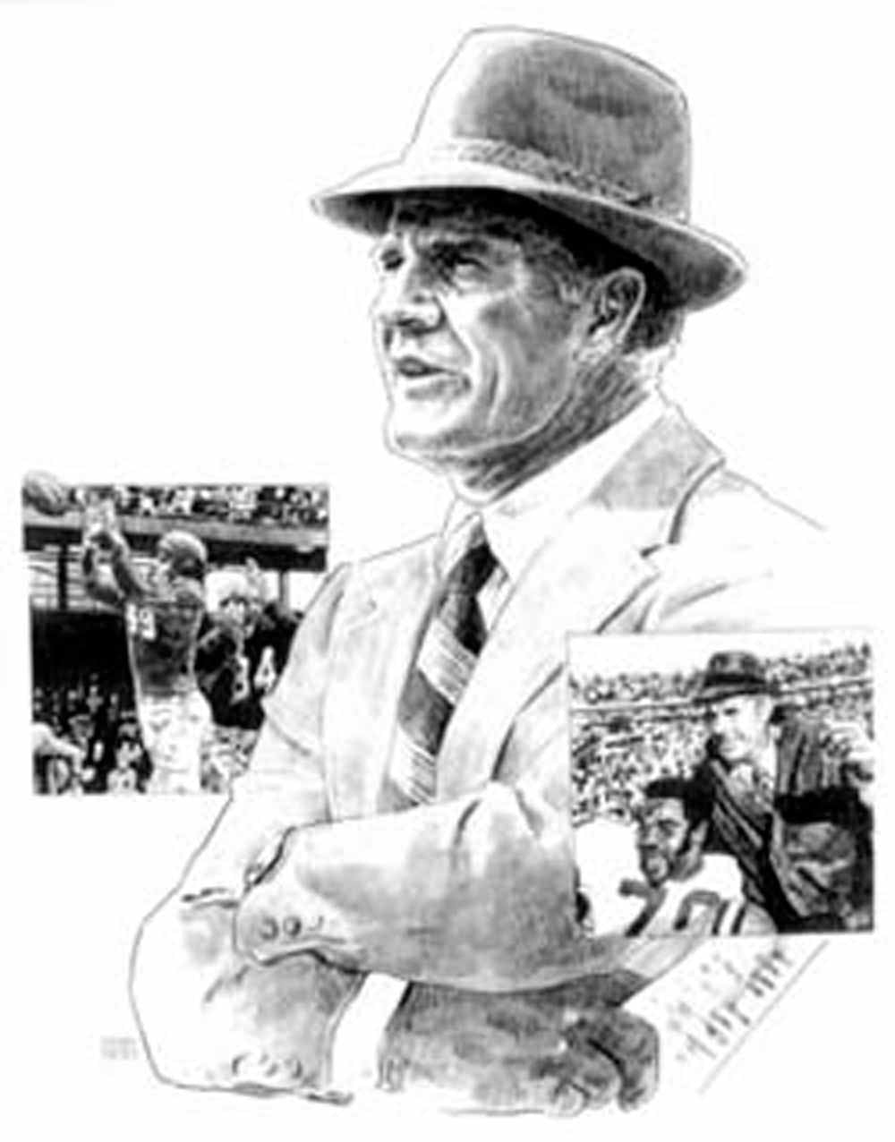 Tom Landry Dallas Cowboys Lithograph By Michael Mellett