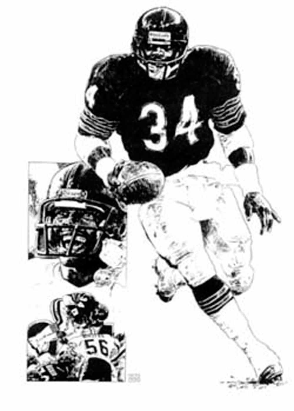 Walter Payton Chicago Bears Lithograph By Michael Mellett