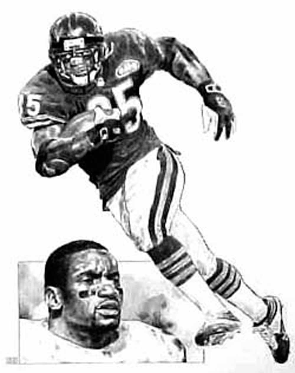 Anthony Thomas Chicago Bears Lithograph By Michael Mellett