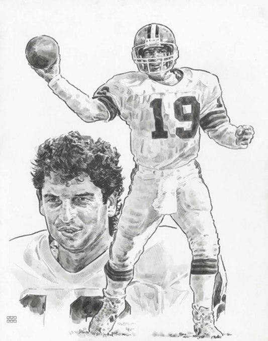 Bernie Kosar Cleveland Browns Lithograph By Michael Mellett