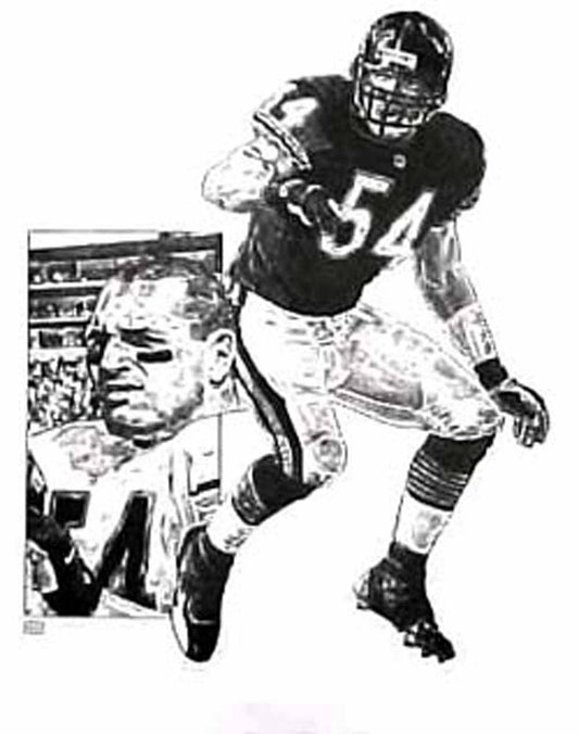 Brian Urlacher Chicago Bears Lithograph By Michael Mellett