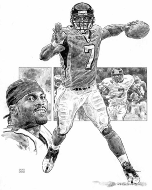 Michael Vick Atlanta Falcons Lithograph By Michael Mellett